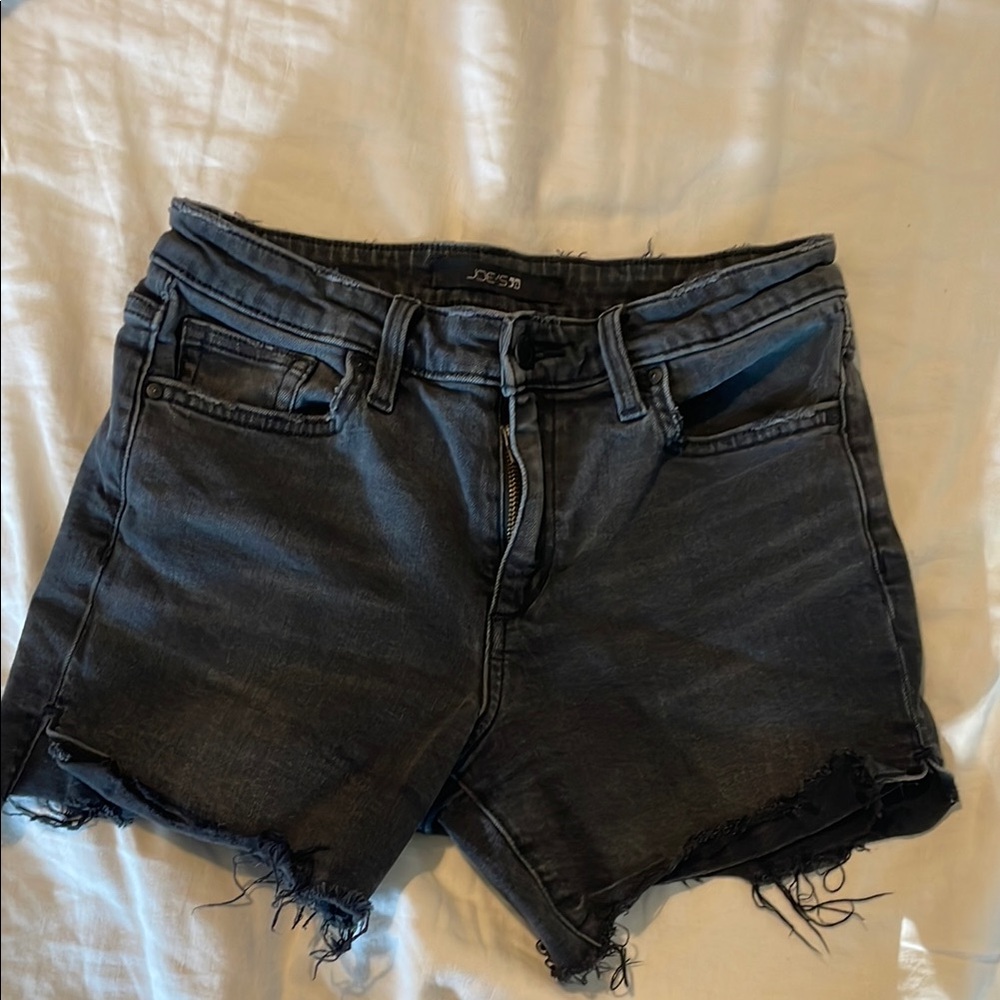 Joe's Jeans Black Jean Shorts Distressed Hem, size 25